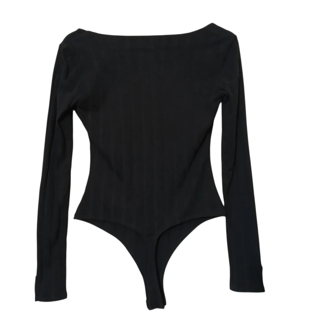 Free People Black Ribbed Bodysuit Square Neckline Party Cocktails Concerts - Picture 8 of 10